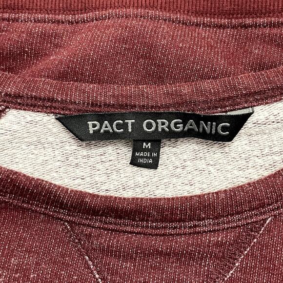 Pact Organic Raglan Crewneck French Terry Sweatshirt Maroon Men's Sz Med Classic - Picture 7 of 10